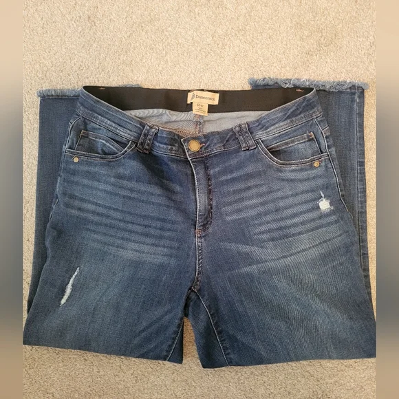 Democracy AB Solutions Distressed Blue Ankle Jeans, Size 16W - Picture 3 of 8